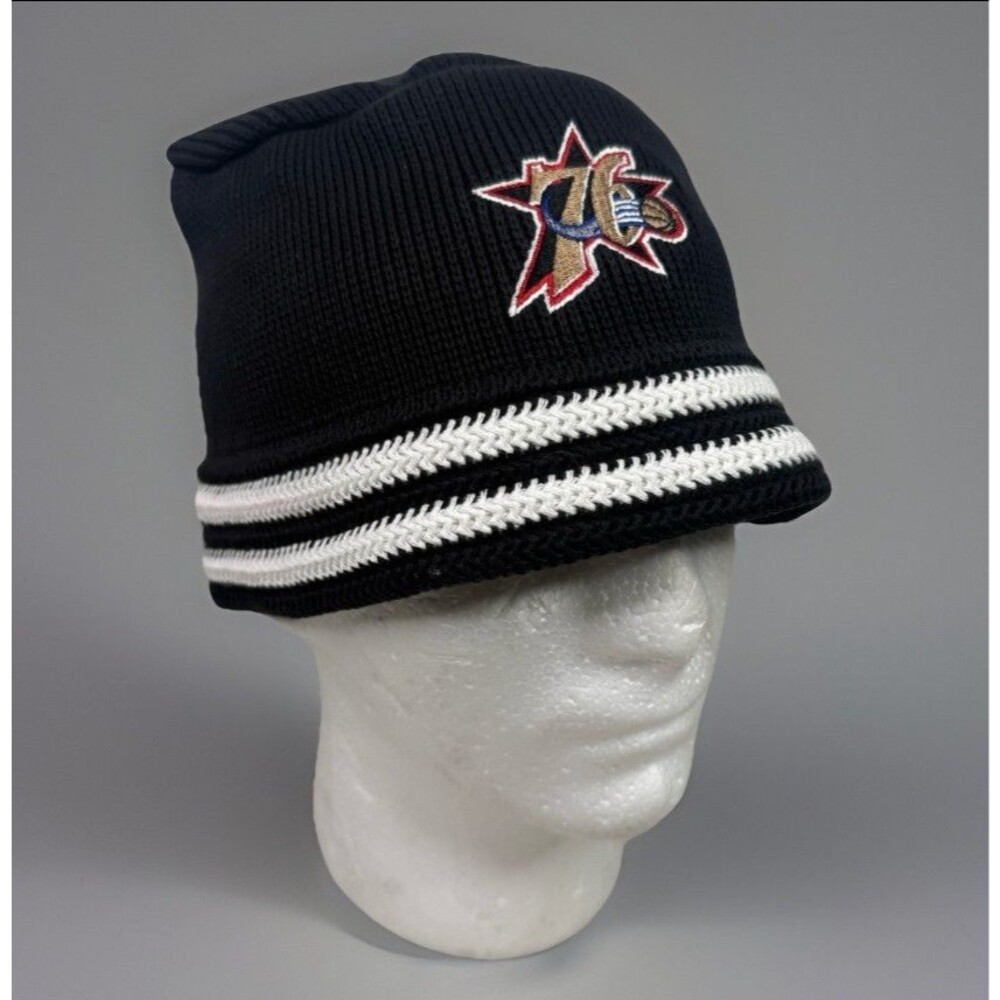 Philadelphia 76ers Mitchell Ness Hat Black NBA Knucket Knit Bucket Cap NWT Logo
